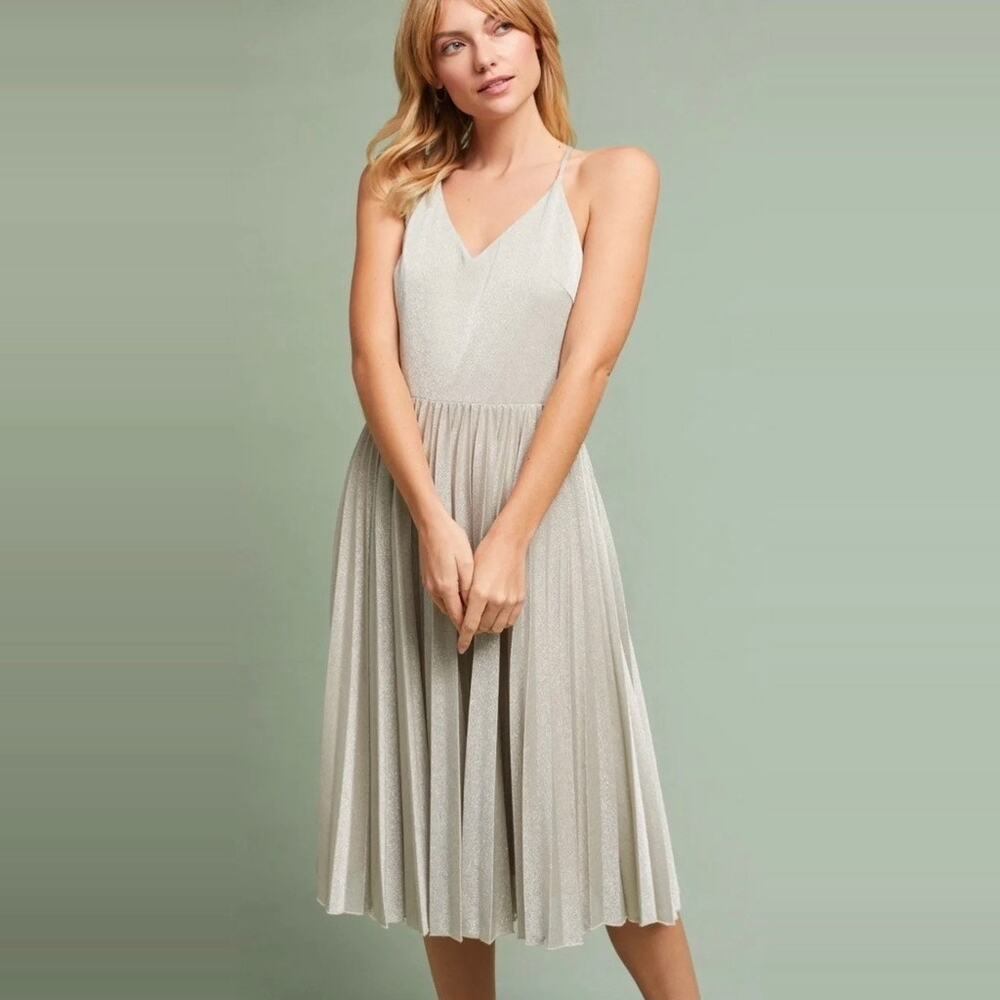 Anthropologie Elevenses Lunar Pleated Midi Dress size 0 XXS